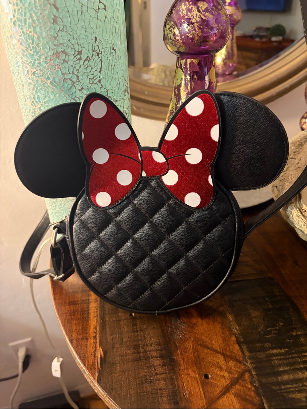 Minnie Mouse Quilted Crossbody Bag with Polka Dot Bow